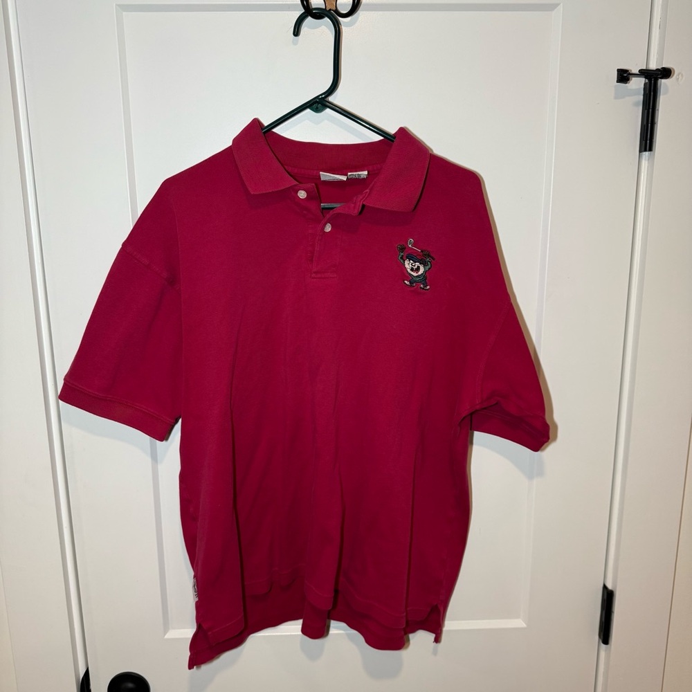 Vintage Looney Tunes Embroidered Taz Golf Polo.